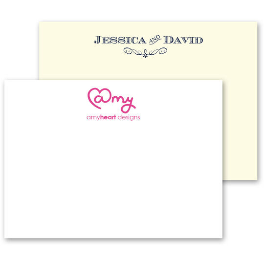 Triple Thick Custom Flat Note Cards with Your 1-Color Artwork - Raised Ink
